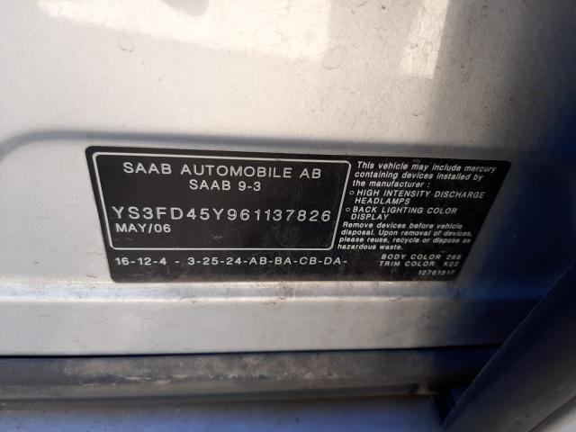 Photo 10 from auction – 2006 SAAB 9-3 with VIN YS3FD45Y961137826