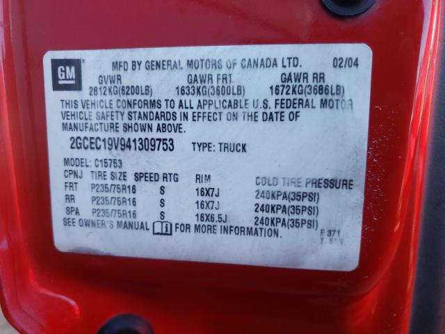 Photo 10 from auction – 2004 CHEVROLET SILVERADO with VIN 2GCEC19V941309753