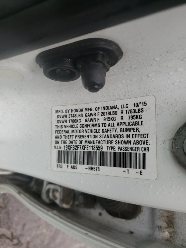 Photo 10 from auction – 2015 HONDA CIVIC SE with VIN 19XFB2F7XFE118559
