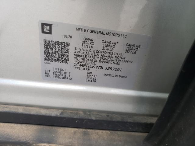 Photo 10 from auction – 2020 CHEVROLET TRAVERSE L with VIN 1GNERLKW0LJ267191