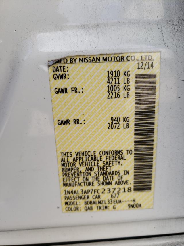 Photo 10 from auction – 2015 NISSAN ALTIMA 2.5 with VIN 1N4AL3AP7FC237218