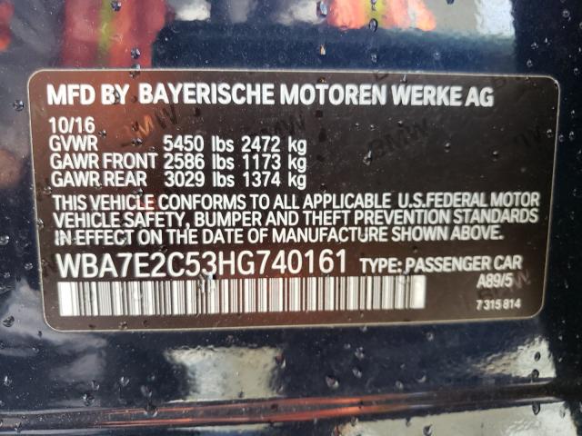 Photo 10 from auction – 2017 BMW 740 I with VIN WBA7E2C53HG740161