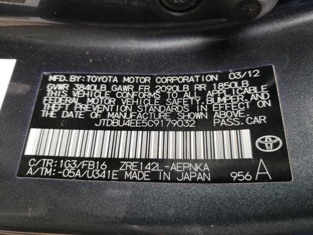 Photo 10 from auction – 2012 TOYOTA COROLLA BA with VIN JTDBU4EE5C9179032