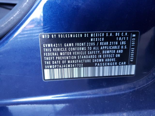 Photo 10 from auction – 2012 VOLKSWAGEN JETTA SE with VIN 3VWDP7AJ4CM341722