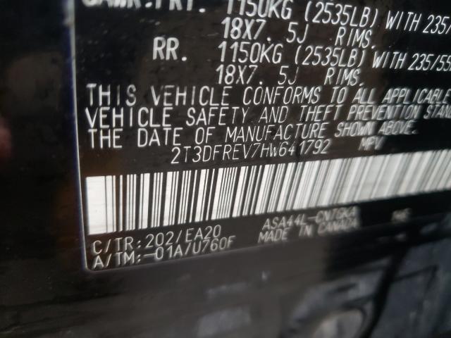 Photo 10 from auction – 2017 TOYOTA RAV4 LIMIT with VIN 2T3DFREV7HW641792