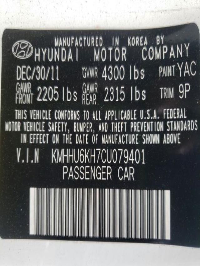 Photo 10 from auction – 2012 HYUNDAI GENESIS CO with VIN KMHHU6KH7CU079401