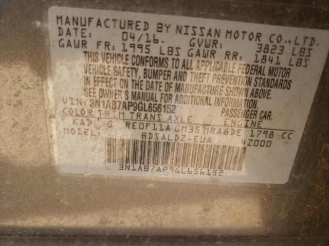 Photo 10 from auction – 2016 NISSAN SENTRA S with VIN 3N1AB7AP9GL656152