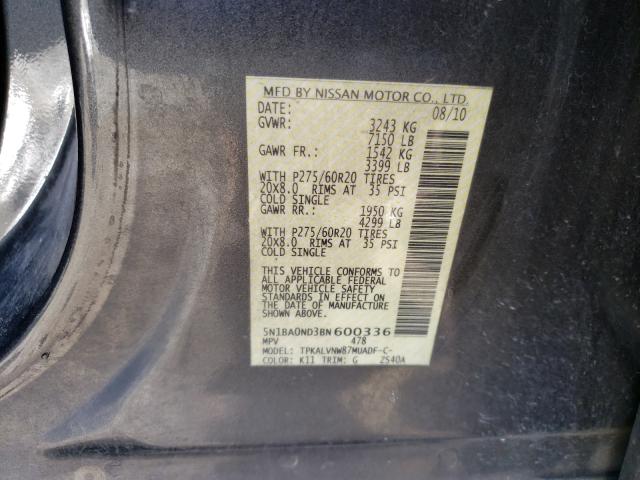 Photo 10 from auction – 2011 NISSAN ARMADA SV with VIN 5N1BA0ND3BN600336