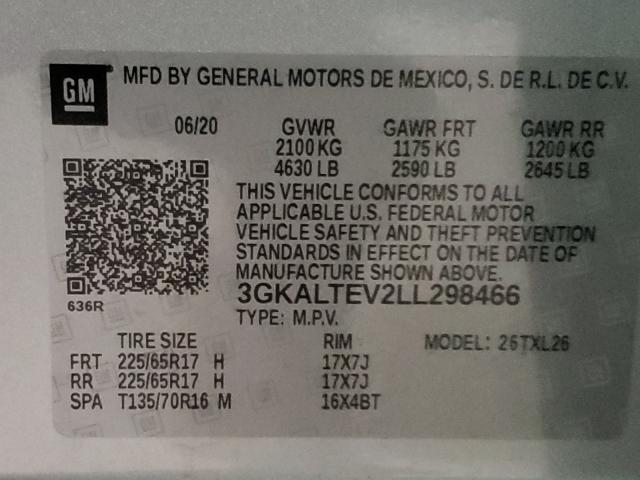 Photo 10 from auction – 2020 GMC TERRAIN SL with VIN 3GKALTEV2LL298466