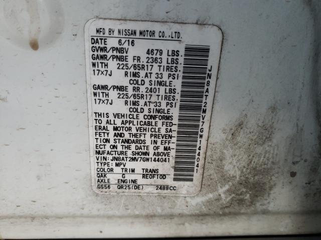 Photo 10 from auction – 2016 NISSAN ROGUE S with VIN JN8AT2MV7GW144041