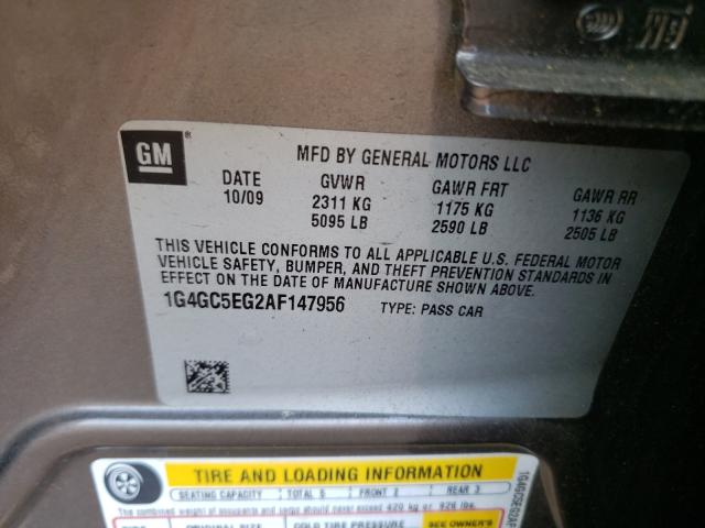 Photo 10 from auction – 2010 BUICK LACROSSE C with VIN 1G4GC5EG2AF147956