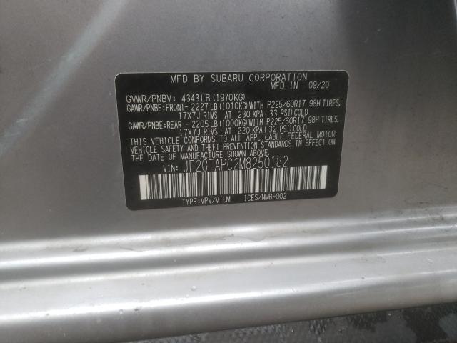 Photo 10 from auction – 2021 SUBARU CROSSTREK with VIN JF2GTAPC2M8250182