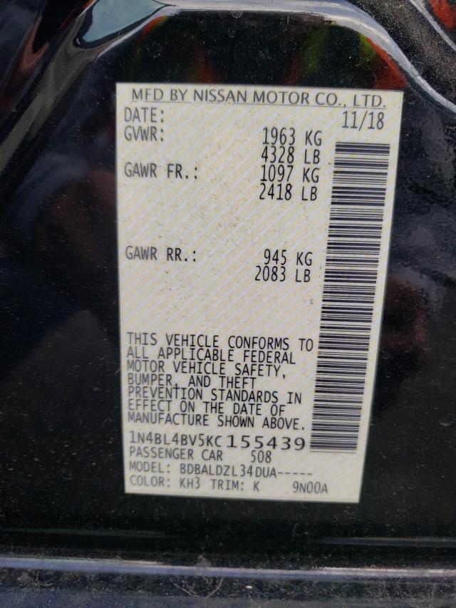 Photo 10 from auction – 2019 NISSAN ALTIMA S with VIN 1N4BL4BV5KC155439