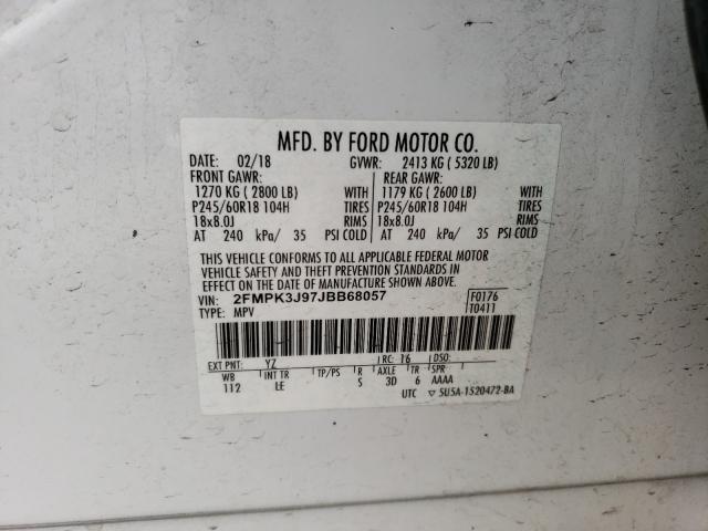 Photo 10 from auction – 2018 FORD EDGE SEL with VIN 2FMPK3J97JBB68057