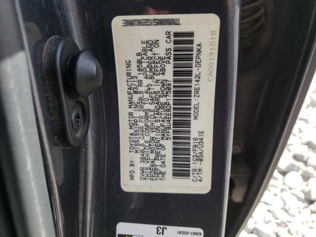 Photo 10 from auction – 2013 TOYOTA COROLLA BA with VIN 5YFBU4EE8DP175097