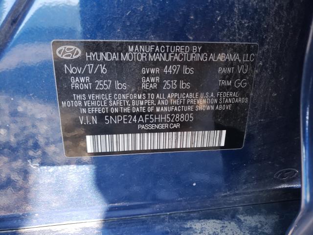 Photo 10 from auction – 2017 HYUNDAI SONATA SE with VIN 5NPE24AF5HH528805