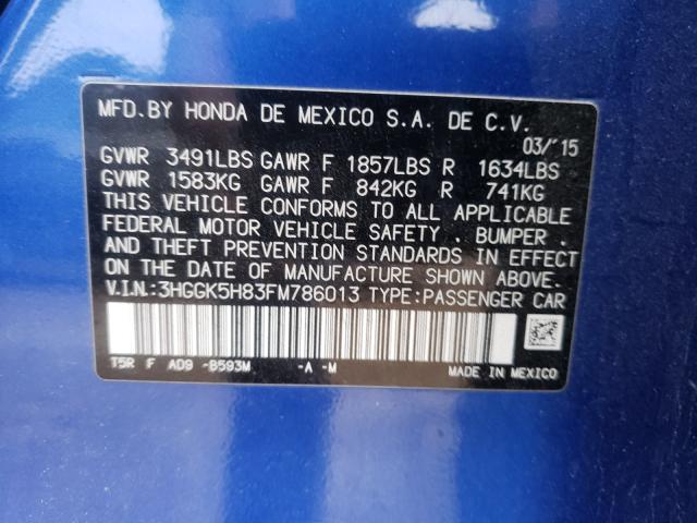 Photo 10 from auction – 2015 HONDA FIT EX with VIN 3HGGK5H83FM786013