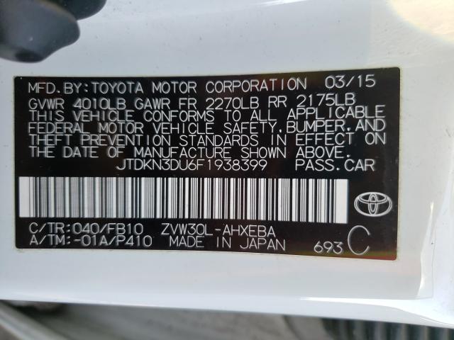 Photo 10 from auction – 2015 TOYOTA PRIUS with VIN JTDKN3DU6F1938399