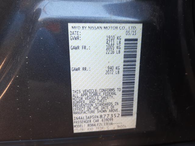 Photo 10 from auction – 2015 NISSAN ALTIMA 2.5 with VIN 1N4AL3AP5FN877352