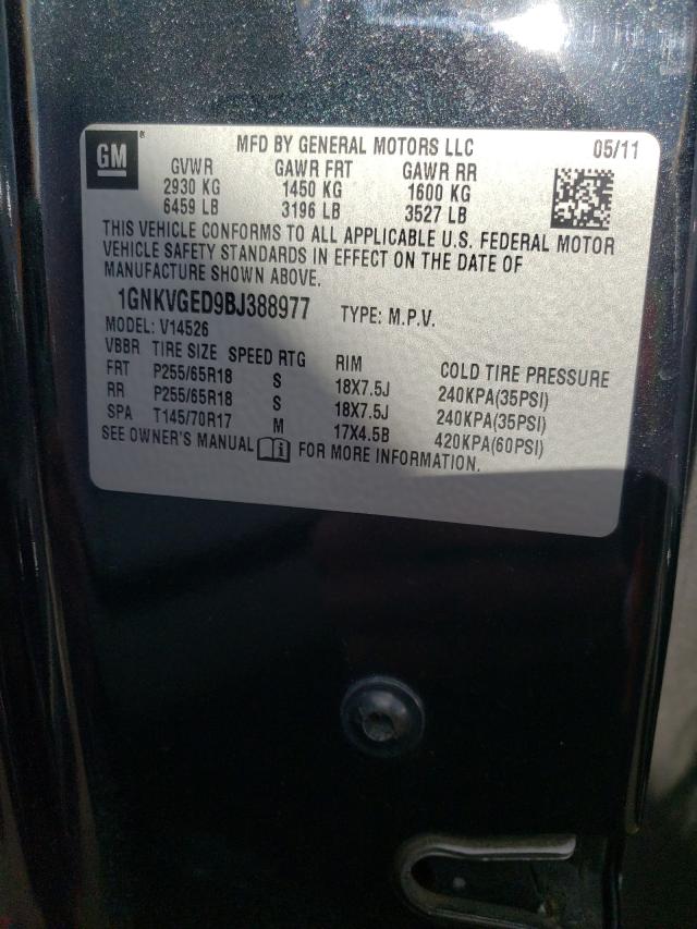 Photo 10 from auction – 2011 CHEVROLET TRAVERSE L with VIN 1GNKVGED9BJ388977