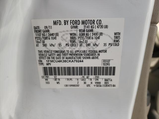 Photo 10 from auction – 2012 FORD ESCAPE HYB with VIN 1FMCU4K38CKA79244