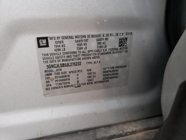 Photo 10 from auction – 2018 CHEVROLET TRAX 1LT with VIN 3GNCJLSB9JL276232