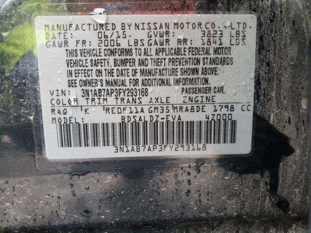 Photo 10 from auction – 2015 NISSAN SENTRA S with VIN 3N1AB7AP3FY293168