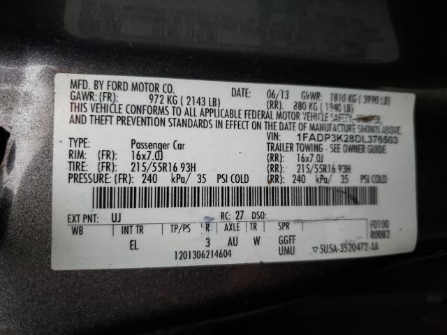 Photo 10 from auction – 2013 FORD FOCUS SE with VIN 1FADP3K28DL376503