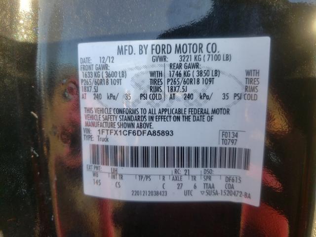 Photo 10 from auction – 2013 FORD F150 SUPER with VIN 1FTFX1CF6DFA85893