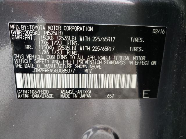 Photo 10 from auction – 2016 TOYOTA RAV4 LE with VIN JTMZFREV5GD085077