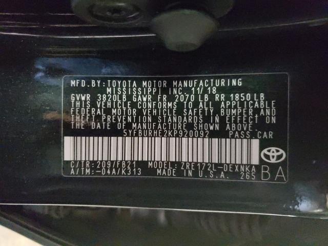Photo 10 from auction – 2019 TOYOTA COROLLA L with VIN 5YFBURHE2KP920092