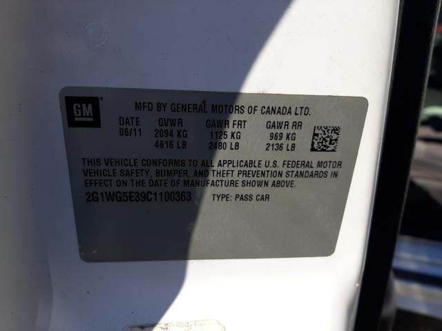 Photo 10 from auction – 2012 CHEVROLET IMPALA LT with VIN 2G1WG5E39C1100363