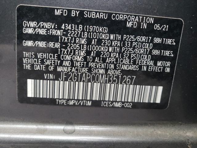 Photo 10 from auction – 2021 SUBARU CROSSTREK with VIN JF2GTAPC0MH351267