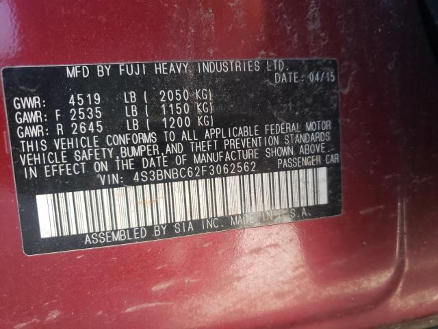 Photo 10 from auction – 2015 SUBARU LEGACY 2.5 with VIN 4S3BNBC62F3062562
