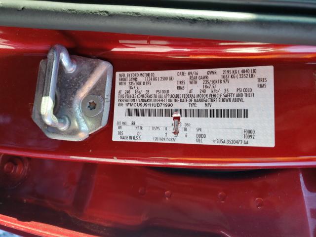 Photo 10 from auction – 2017 FORD ESCAPE TIT with VIN 1FMCU9J91HUB71990