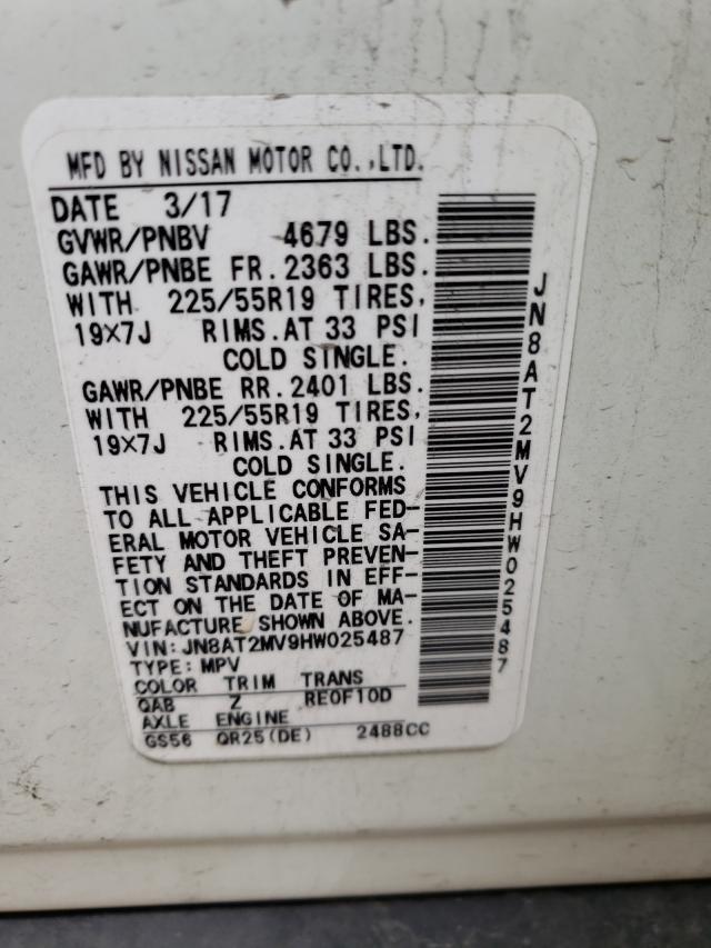 Photo 10 from auction – 2017 NISSAN ROGUE S with VIN JN8AT2MV9HW025487