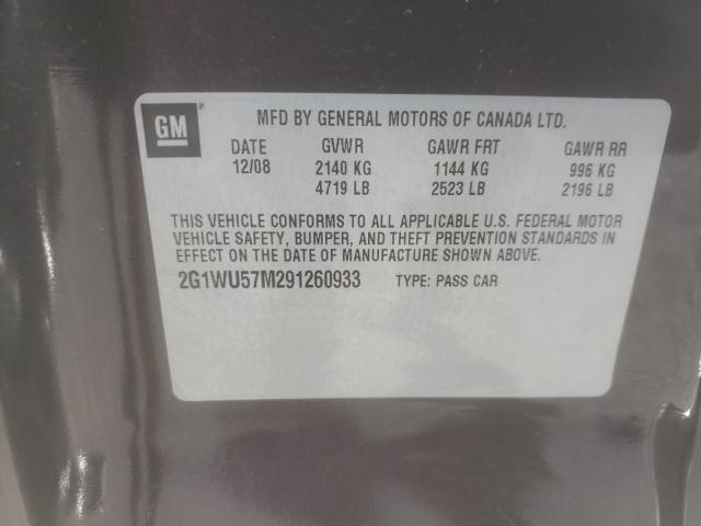 Photo 10 from auction – 2009 CHEVROLET IMPALA LTZ with VIN 2G1WU57M291260933