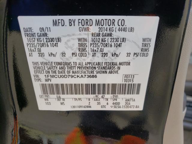 Photo 10 from auction – 2012 FORD ESCAPE XLT with VIN 1FMCU0D79CKA73686