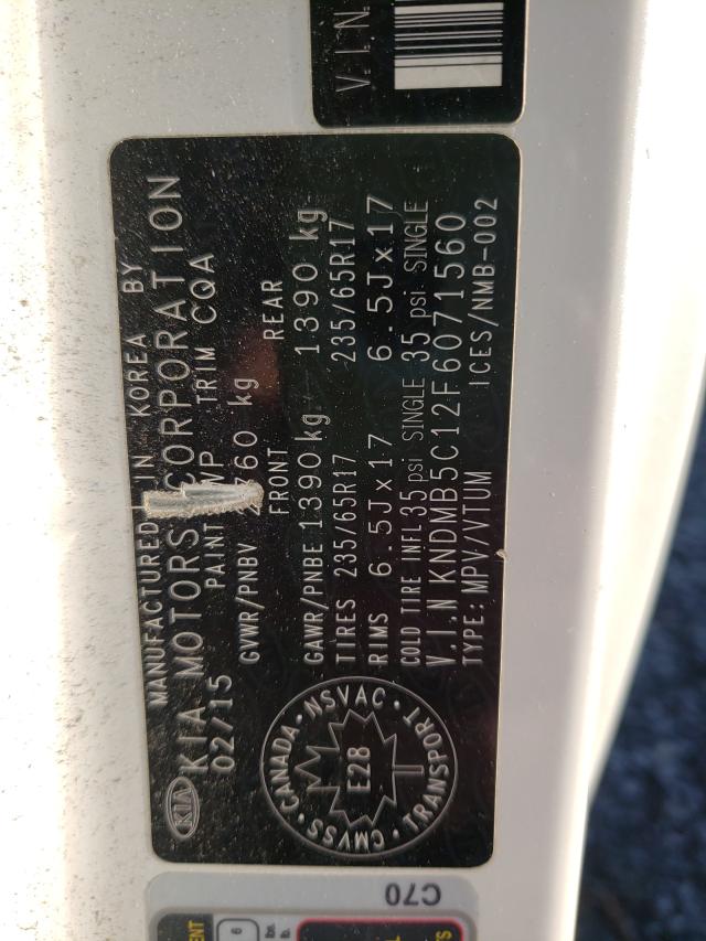 Photo 10 from auction – 2015 KIA SEDONA LX with VIN KNDMB5C12F6071560