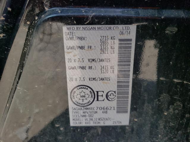 Photo 10 from auction – 2014 NISSAN PATHFINDER with VIN 5N1AR2MM4EC706621