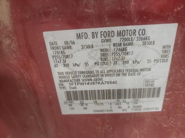 Photo 10 from auction – 2007 FORD F150 SUPER with VIN 1FTPW14V87KA79540