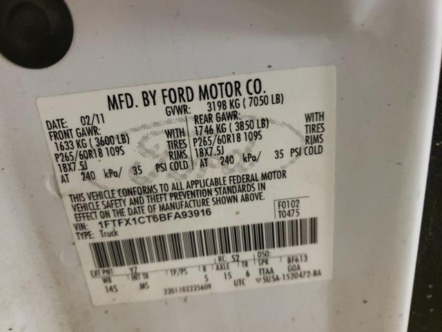 Photo 10 from auction – 2011 FORD F150 SUPER with VIN 1FTFX1CT6BFA93916