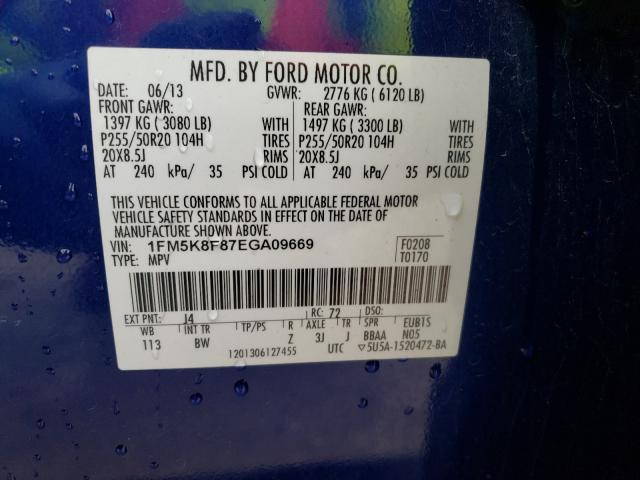 Photo 10 from auction – 2014 FORD EXPLORER L with VIN 1FM5K8F87EGA09669