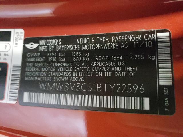 Photo 10 from auction – 2011 MINI COOPER S with VIN WMWSV3C51BTY22596