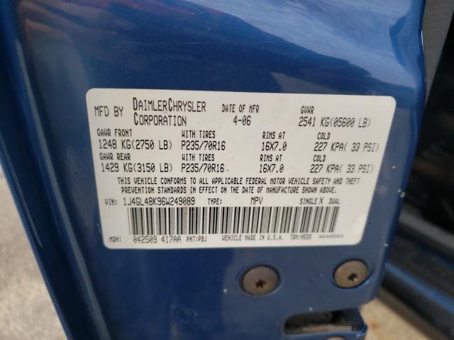 Photo 10 from auction – 2006 JEEP LIBERTY SP with VIN 1J4GL48K96W249089
