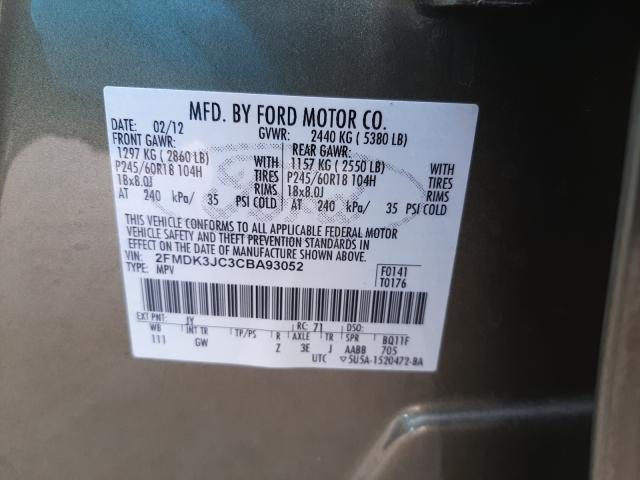 Photo 10 from auction – 2012 FORD EDGE SEL with VIN 2FMDK3JC3CBA93052
