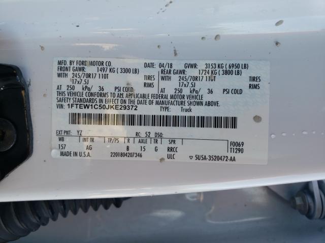 Photo 10 from auction – 2018 FORD F150 SUPER with VIN 1FTEW1C50JKE29372
