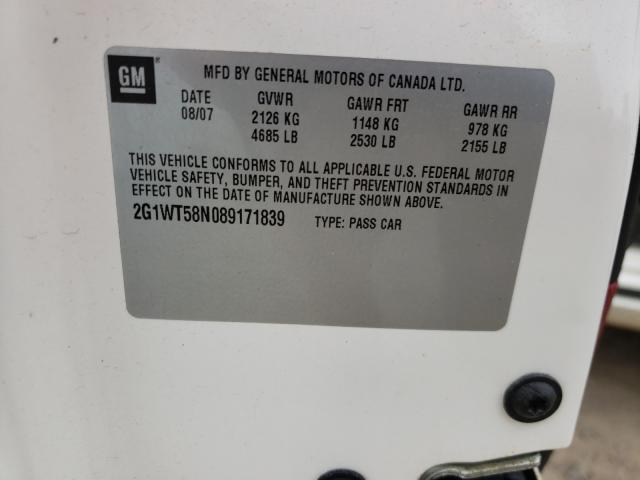 Photo 10 from auction – 2008 CHEVROLET IMPALA LT with VIN 2G1WT58N089171839