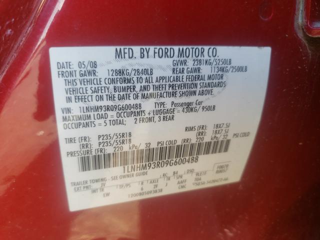Photo 10 from auction – 2009 LINCOLN MKS with VIN 1LNHM93R09G600488