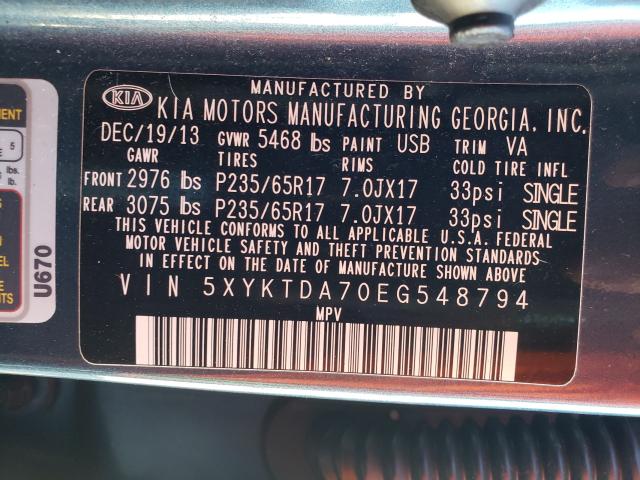 Photo 10 from auction – 2014 KIA SORENTO LX with VIN 5XYKTDA70EG548794
